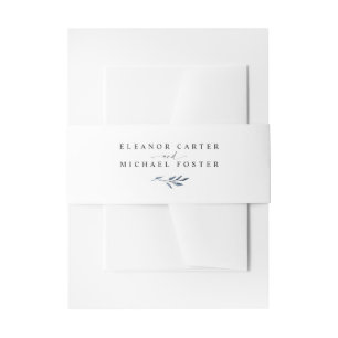 Classic Elegant Navy Blue Typography Wedding Invitation Belly Band