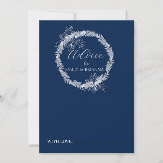Classic Elegant Navy Blue wedding Advice Card