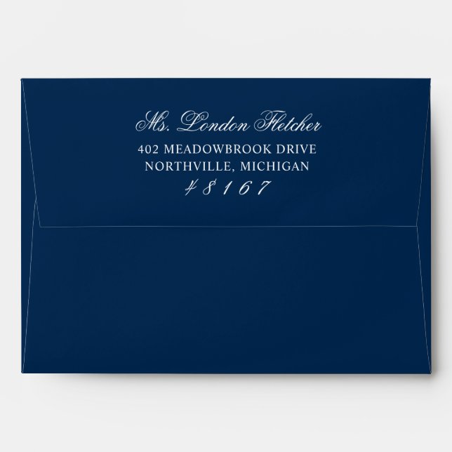 Classic Elegant Navy Blue Wedding Envelope (Back (Top Flap))