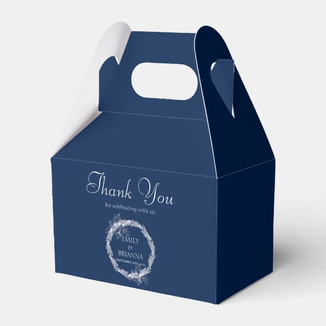 Classic Elegant Navy Blue wedding  Favour Box (Front Side)