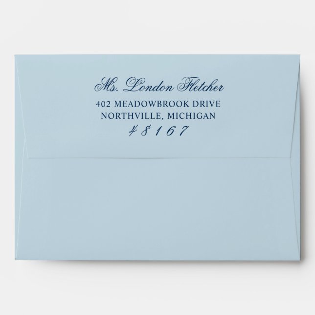 Classic Elegant Navy Blue Wedding Mailing Envelope (Back (Top Flap))