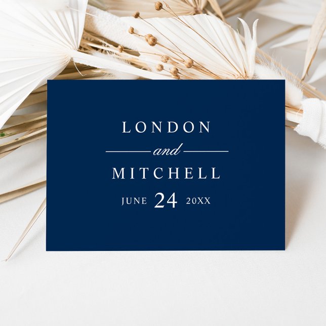 Classic Elegant Navy Blue Wedding Monogram Thank You Card (Creator Uploaded)