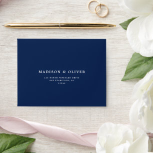 Classic Elegant Navy Blue Wedding Reply RSVP Envelope