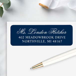 Classic Elegant Navy Blue Wedding Return Address