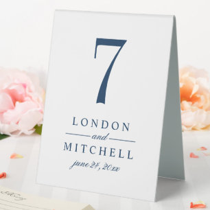Classic Elegant Navy Blue Wedding Table Number