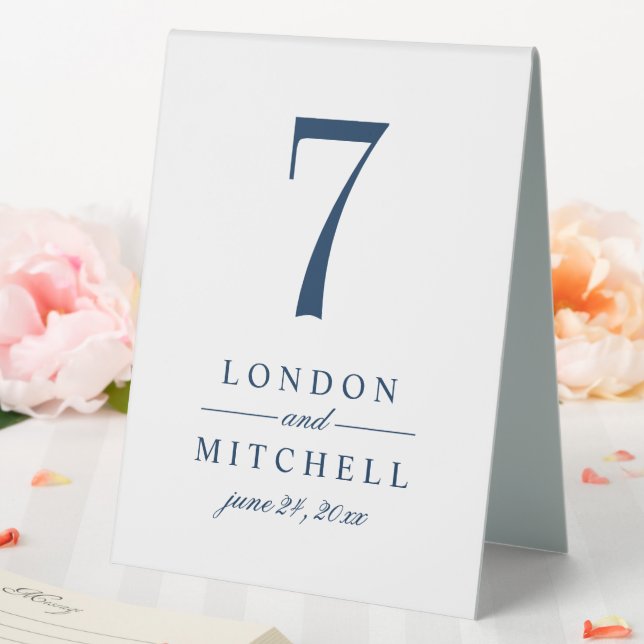 Classic Elegant Navy Blue Wedding Table Number (In SItu (Wedding))