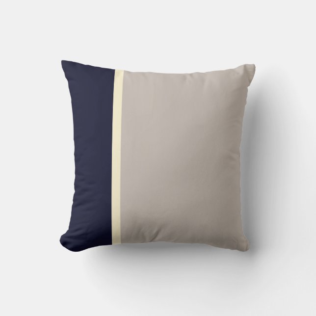 Classic Elegant Navy Grey Elegant Stripes  Cushion (Front)