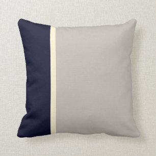 Classic Elegant Navy Grey Elegant Stripes  Cushion