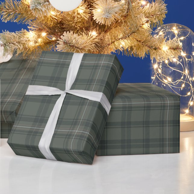 Classic Elegant Olive Green Tartan Plaid Gift Wrap (Holidays)