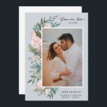 Classic Elegant Painted Floral 2 Photo | Dusty Save The Date<br><div class="desc">These beautiful Save the Date photo cards feature a bohemian painted floral design in white, blush pink, peach, blue, and greens. The background colour can be customised to any colour you'd like (on both the back and the front). Text templates are included on the back of the card for further...</div>