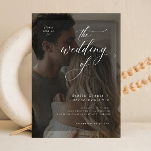 Classic Elegant Photo Overlay All in One Wedding Invitation