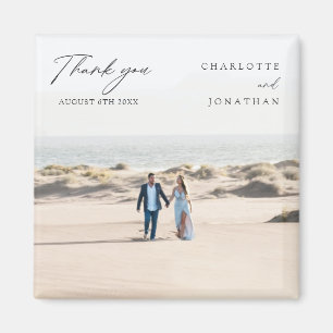Classic Elegant Photo Wedding Favours Thank You Magnet