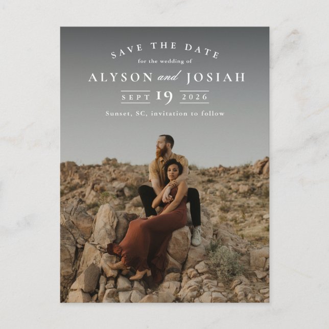 Classic Elegant Photo Wedding Save The Date Announcement Postcard (Front)