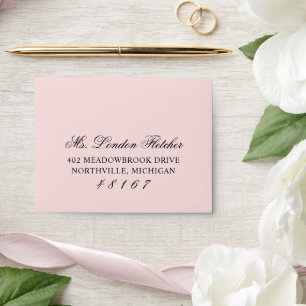 Classic Elegant Pink and Black Wedding RSVP Envelope