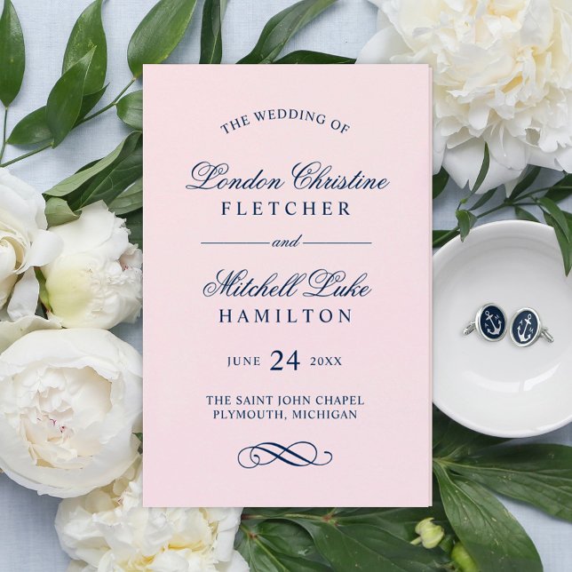 Classic Elegant Pink and Navy Wedding Programs (Creator Uploaded)