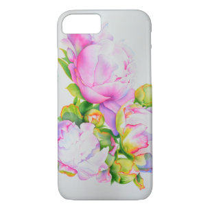 Classic elegant pink white peony floral watercolor iPhone 8/7 case