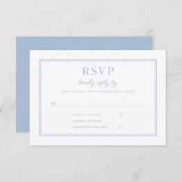 Classic Elegant Powder Blue Script Wedding RSVP Card