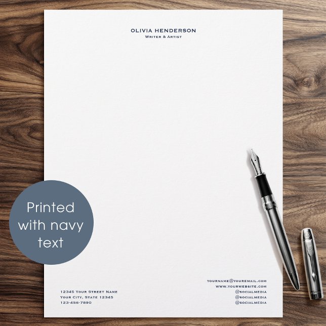 Classic & Elegant Professional Business Navy Blue Custom Letterhead (Creator Uploaded)