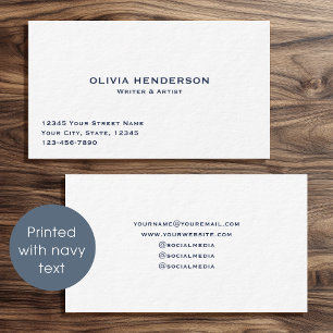 Classic & Elegant Professional Navy Blue White Business Card