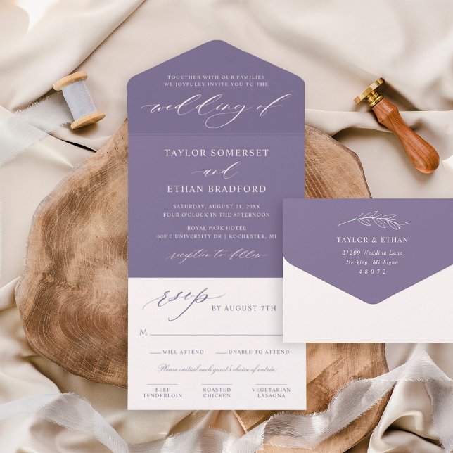 Classic Elegant Purple Wedding All In One Invitation (Creator Uploaded)