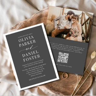 Classic Elegant QR Code Photo Minimalist Wedding Invitation