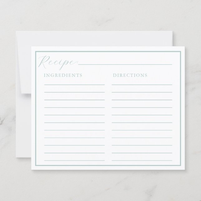 Classic Elegant Recipe Cards (Front)