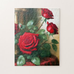 Classic Elegant Red Roses Art Jigsaw Puzzle