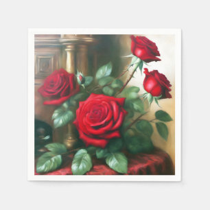 Classic Elegant Red Roses Art Napkin