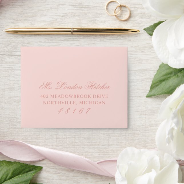 Classic Elegant Rose Gold Blush Pink Wedding RSVP Envelope (Wedding)