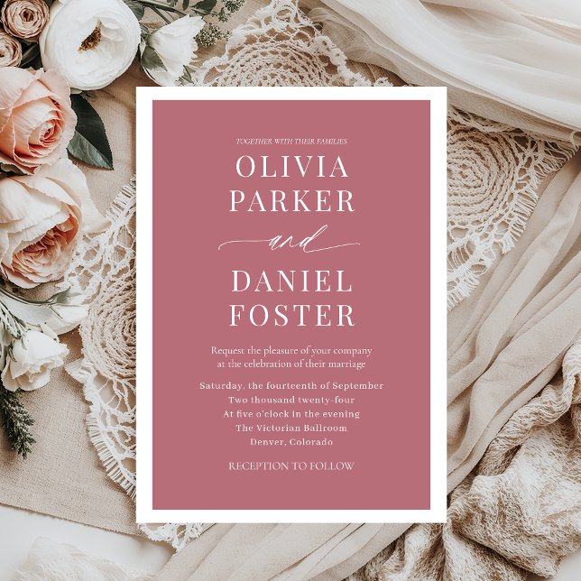 Classic Elegant Rose Gold Minimalist Wedding Invitation (Creator Uploaded)
