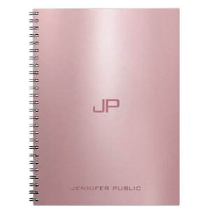 Classic Elegant Rose Gold Monogrammed Template Notebook