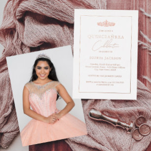 Classic Elegant Rose Gold Photo Quinceanera 