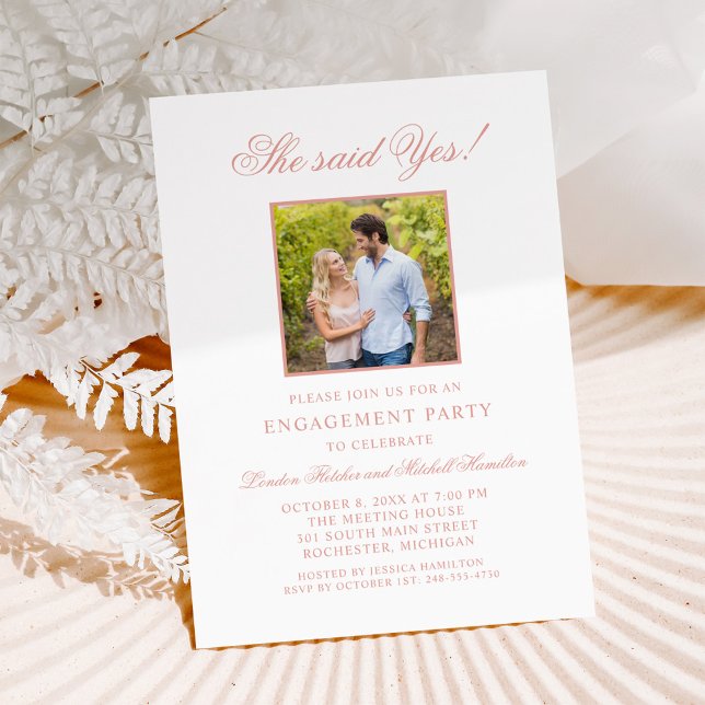 Classic Elegant Rose Gold Wedding Engagement Party Invitation (Creator Uploaded)