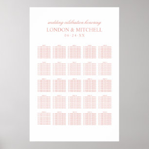 Classic Elegant Rose Gold Wedding Seating Poster