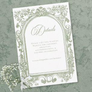 Classic Elegant Sage Arch Floral Frame Wedding Enclosure Card