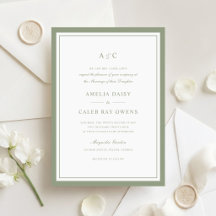 Classic Elegant Sage Green Border Frame Wedding