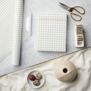 Classic Elegant Sage Green Gingham Wrapping Paper