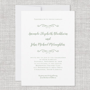 Classic Elegant Sage Green Timeless Formal Wedding Invitation