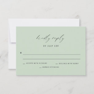 Classic Elegant Sage Green Wedding Reply Card
