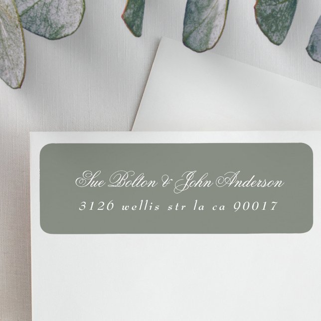 Classic Elegant Sage Green White Return Address (Creator Uploaded)