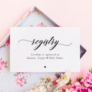 Classic Elegant Script Baby Bridal Shower Registry Card