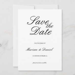 Classic Elegant Script Black White Islamic Wedding Save The Date