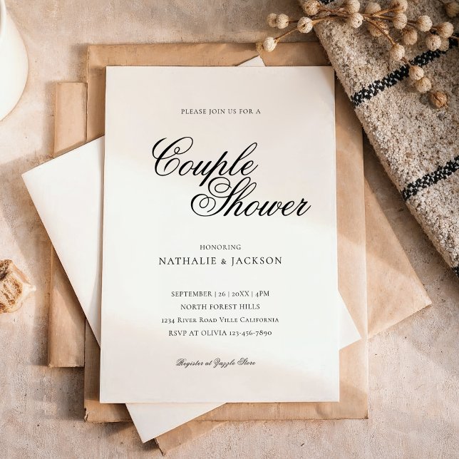 Classic Elegant Script Couple Shower Invitation (Creator Uploaded)