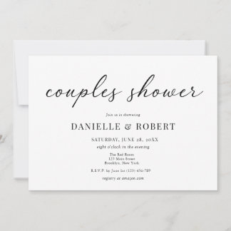 Classic Elegant Script Couples Bridal Shower Invitation