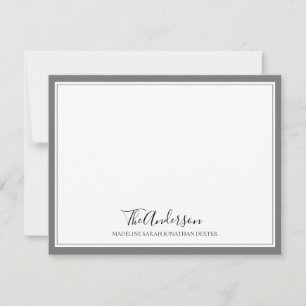 Classic Elegant Script Family Grey Square Border Card
