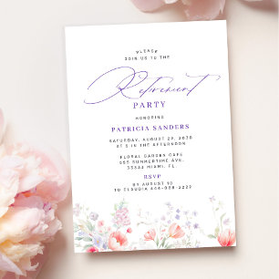 Classic elegant script floral retirement party invitation