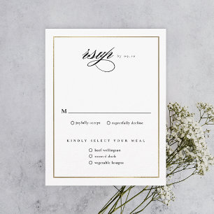 Classic Elegant Script Gold Wedding RSVP Card
