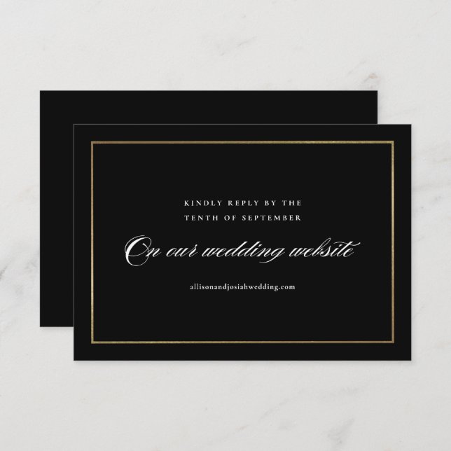 Classic Elegant Script Gold Wedding Website RSVP Card (Front/Back)