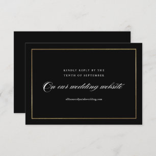 Classic Elegant Script Gold Wedding Website RSVP Card