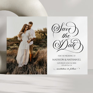 Classic Elegant Script Minimalist Picture Wedding Save The Date